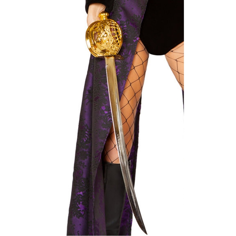 Long Pirate Sword with Gold Round Handle - Picture 2 of 5